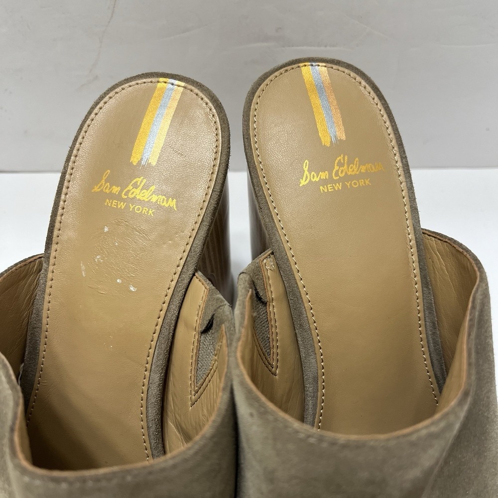 Sam Edelman Shiloh Chunky Platform Heeled Mules Dark Tan Suede Women's 8.5 - Picture 4 of 11